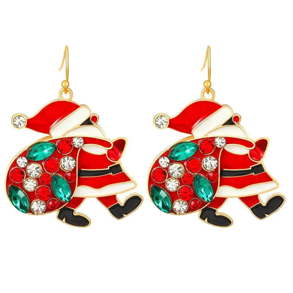 Personalized Cute Santa Claus Earrings With Colorful Rhinestones Ins Fashion Christmas Earrings For Women Jewelry - www.Shopthatapp.com