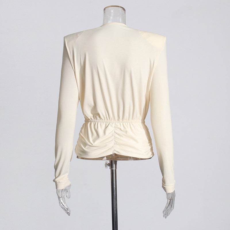 Top Fashion Swing pleated draping cowl neck blouse top - www.Shopthatapp.com