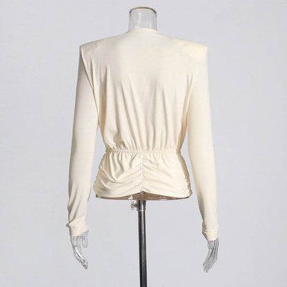 Top Fashion Swing pleated draping cowl neck blouse top - www.Shopthatapp.com