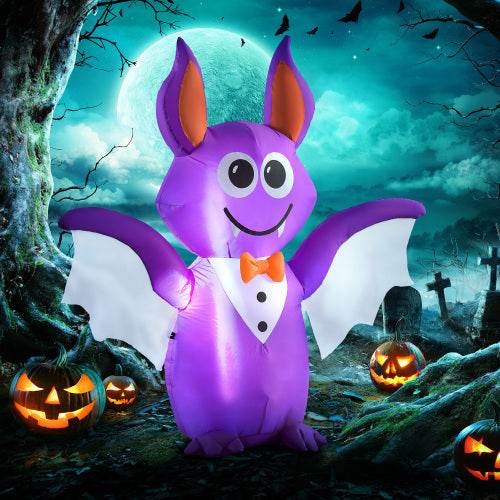 Outsunny 6ft Inflatable Halloween Decoration Bat, Blow Up Outdoor LED Yard Display, Waterproof - www.Shopthatapp.com
