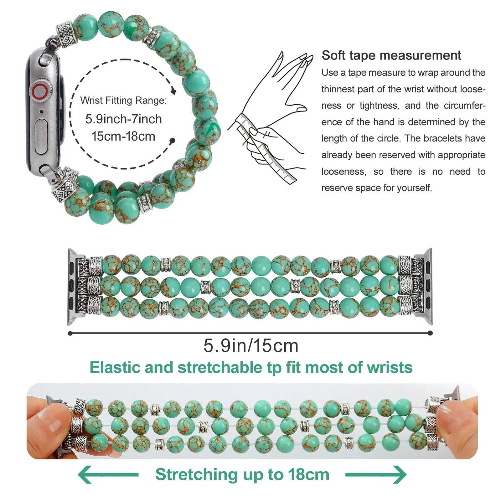 Beaded Bracelet Smart Phone Watch Strap for women - www.Shopthatapp.com