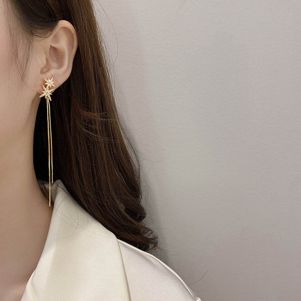 Women's Korean Style Long Tassel Drop Earrings Elegant Lightweight Statement Gold Plated Fashion Jewelry Wholesale - www.Shopthatapp.com
