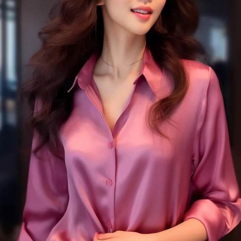 Professional Office Business Retro Unique Chic Satin Silk Blouse shirt Top for women - www.Shopthatapp.com