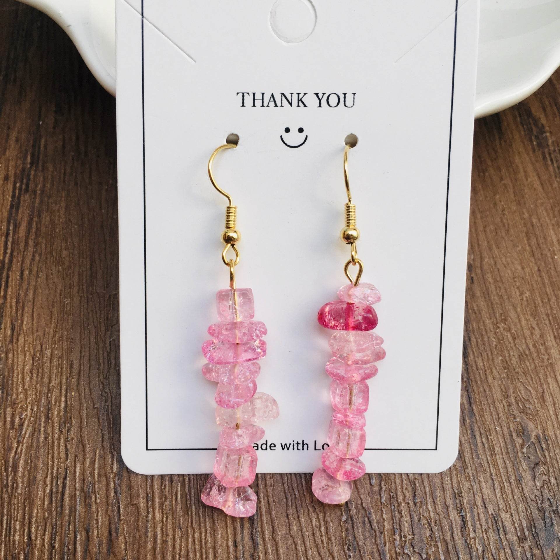 Handmade DIY Natural Crystal Stone Beaded Earrings - www.Shopthatapp.com