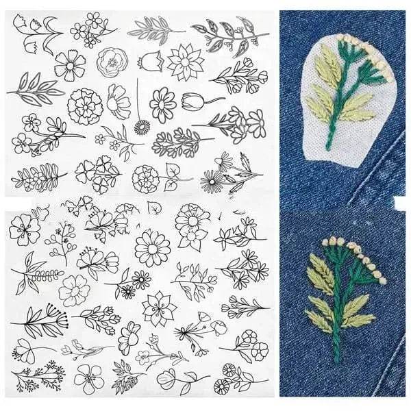 50pcs Water Soluble Stick and Stitch Embroidery Patterns stickers for Clothes - www.Shopthatapp.com
