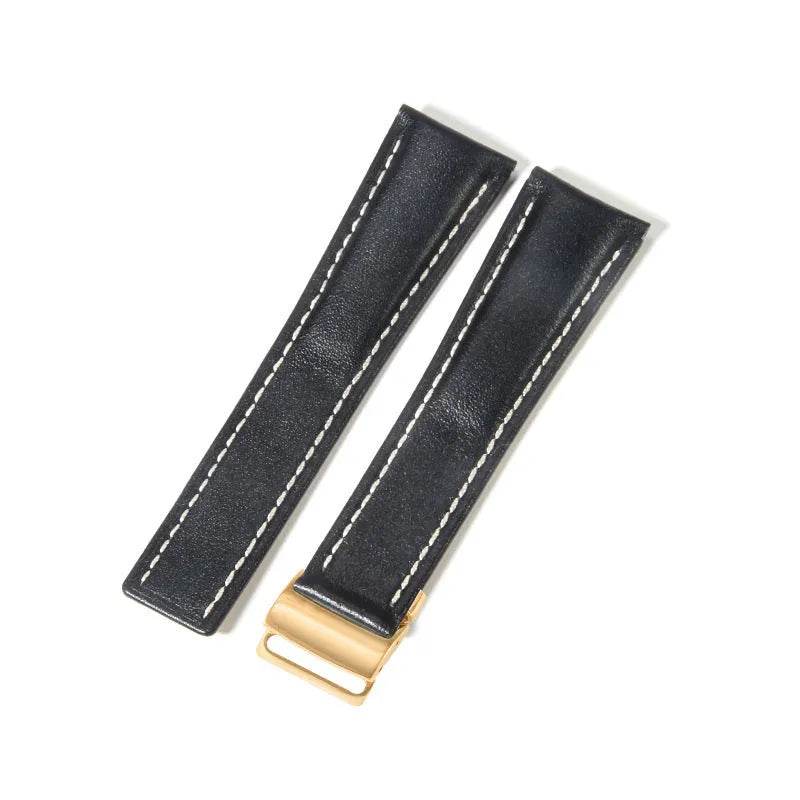 22mm 24mm Black Brown Blue Bamboo Grain Cowhide Watch Strap - www.Shopthatapp.com