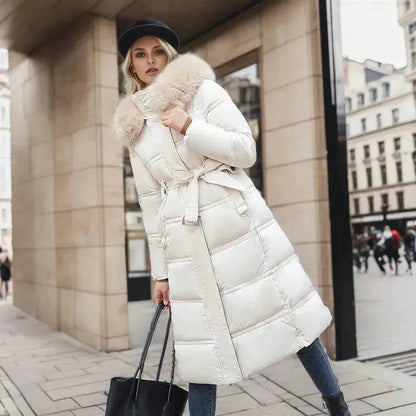 Women's Mid Length Fur Hoodie Winter Jacket Coat - www.Shopthatapp.com