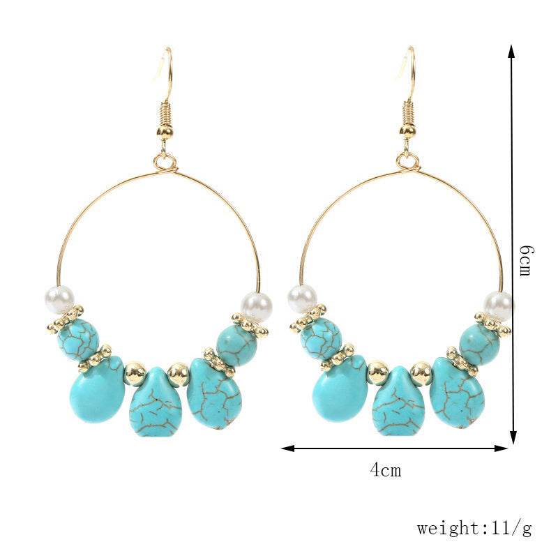 Geometric Round Turquoise Beaded Earrings - www.Shopthatapp.com