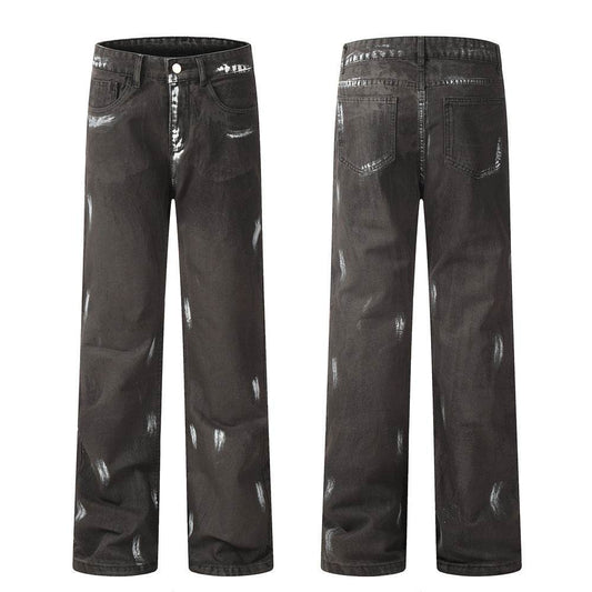 Punk Waste Soil Distressed Men Denim jeans pant Straight-leg Trousers - www.Shopthatapp.com