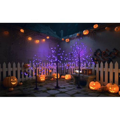 3 Pac Halloween Spooky Tree With Purple Lights, 4FT 5FT And 6FT, Lighted Black Tree For Halloween Decoration - www.Shopthatapp.com