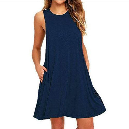 Casual Summer dress Women Pocket Dress Ladies beach mini dress