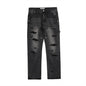 Punk Beggar Ripped Denim Straight-leg Trousers Men Jeans - www.Shopthatapp.com