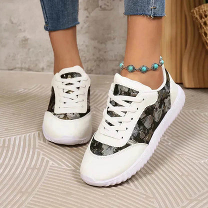 Versatile Lace-up Flat Shoes Casual Lightweight Thick-soled Running Sports Shoes Low-top Breathable Sneakers For Women - www.Shopthatapp.com