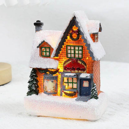 Christmas Decorations Resin Small House Luminous Ornaments - www.Shopthatapp.com