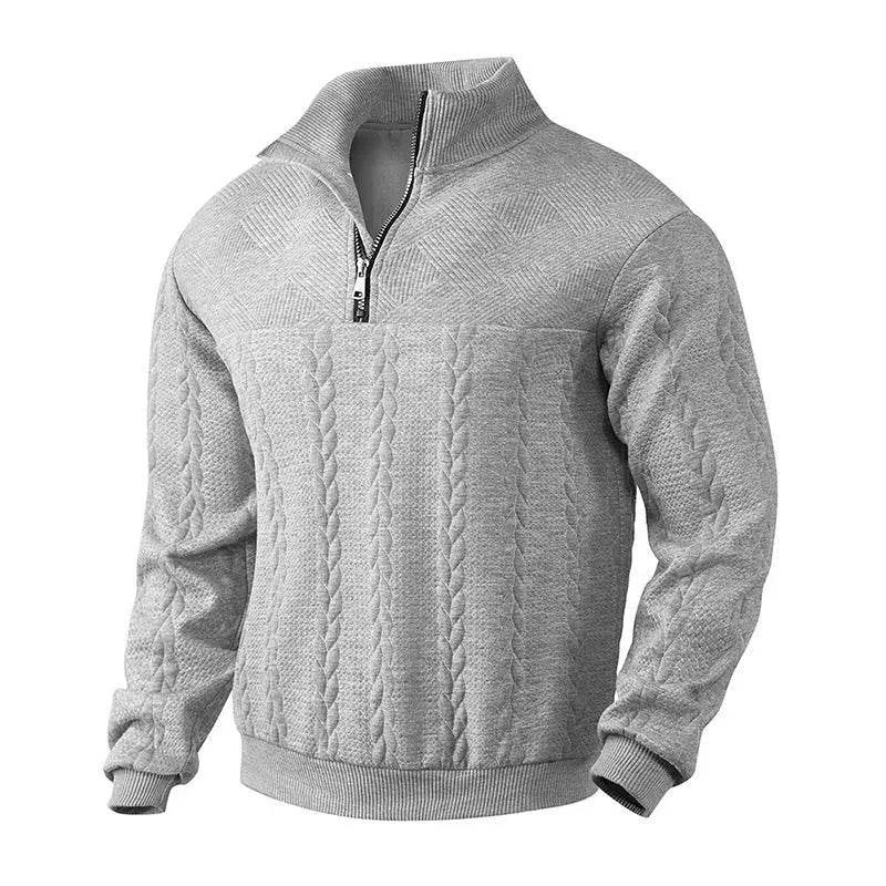 Casual Autumn Winter Half Zip Stand Collar Pullover Sweater top  Men - www.Shopthatapp.com