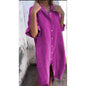 Women Loose Casual Half Sleeve Cotton Linen Buttoned down  Shirt Dress - www.Shopthatapp.com