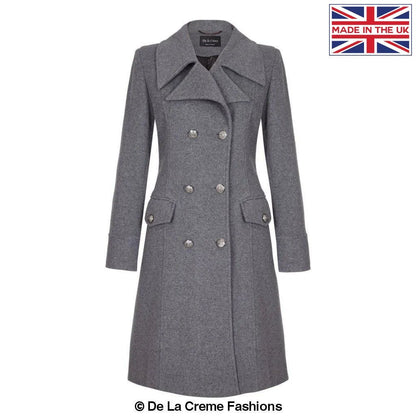 Wool Blend Double Breasted Midi Coat