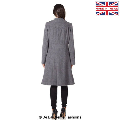 Wool Blend Double Breasted Midi Coat