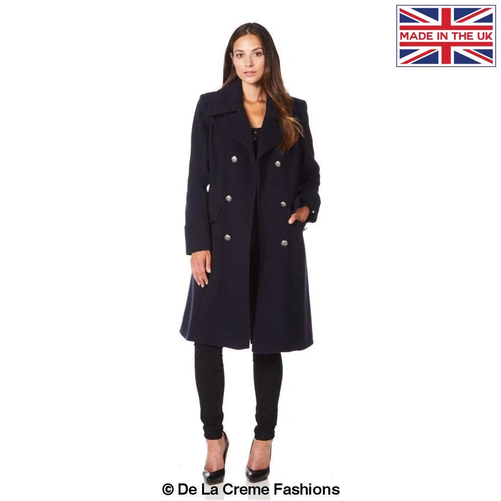 Wool Blend Double Breasted Midi Coat