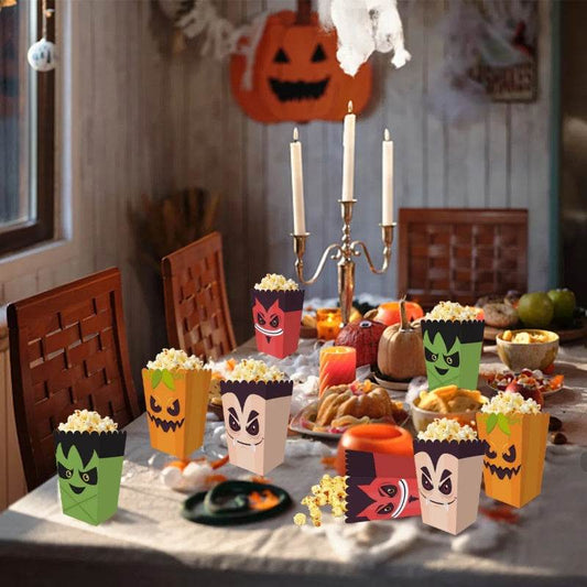 12 Pieces Halloween Popcorn Box Halloween Party Favor Snack Treat Boxes Candy Cookie Container Decorations Gifts For Popcorn Sales Halloween Party Favor Supplies - www.Shopthatapp.com