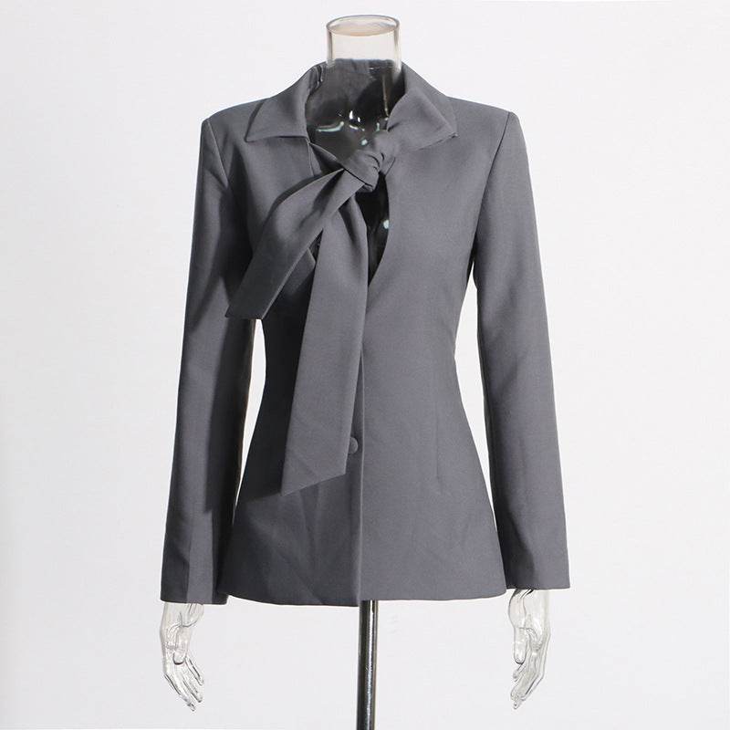V-neck Lace-up Single-breasted Design Blazer For Women - www.Shopthatapp.com