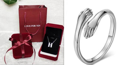 Alloy Simple Hands Hug Ring Opening Adjustable Jewelry - www.Shopthatapp.com