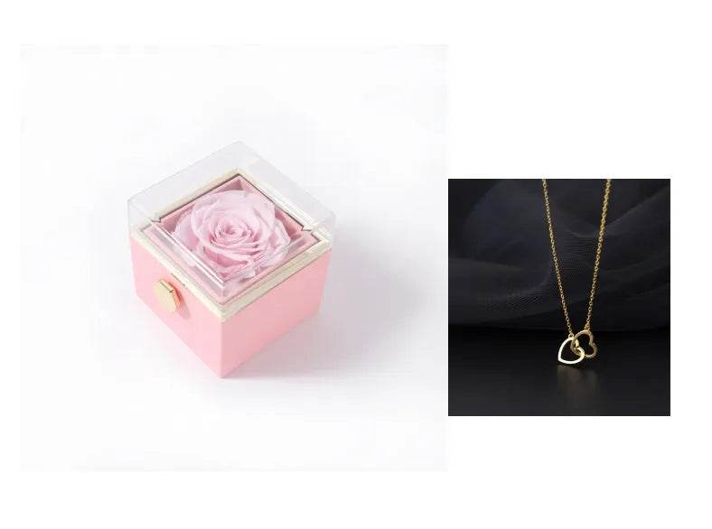 Fashion Acrylic Rotating  Valentine  Rose Jewelry gift  Box - www.Shopthatapp.com