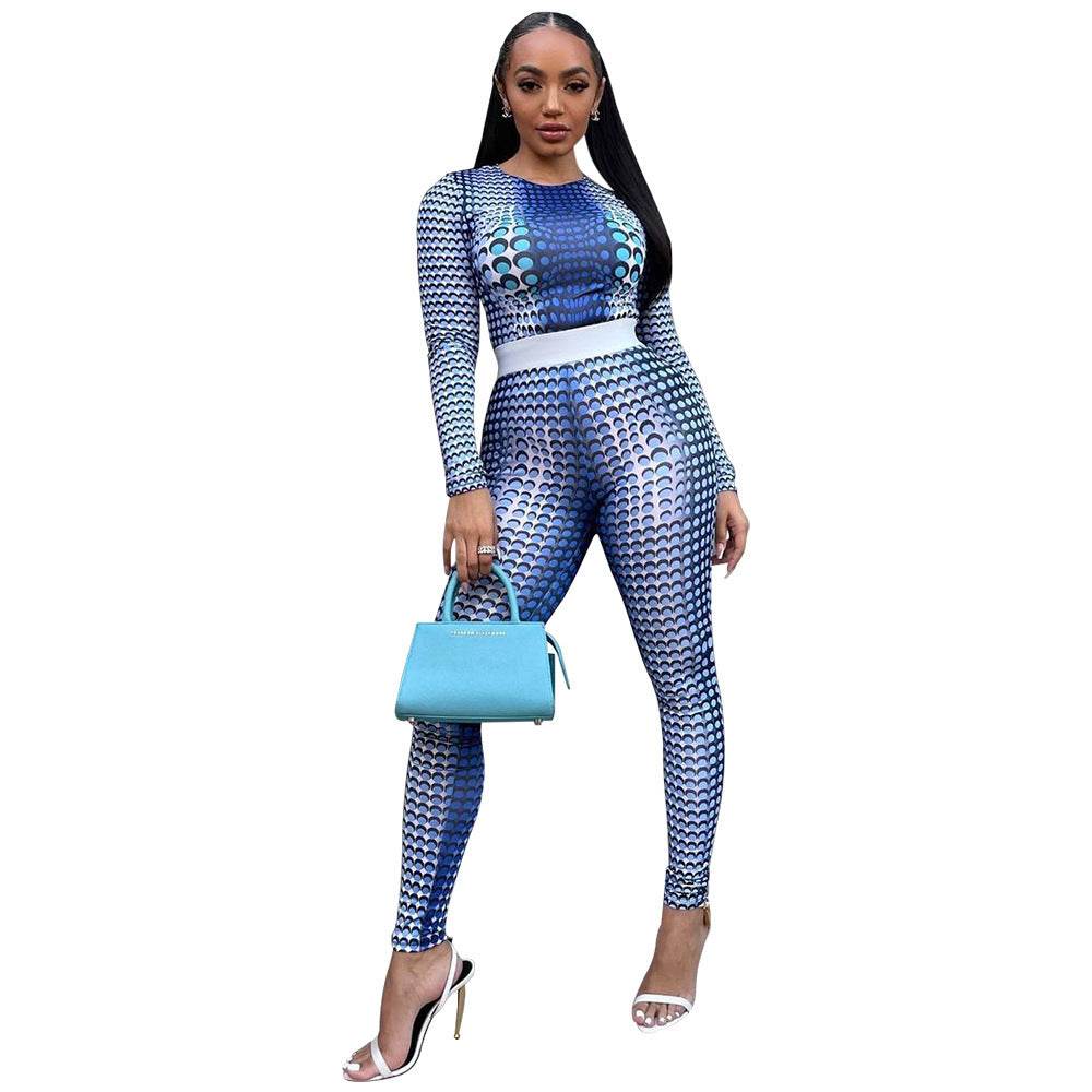 Fashion Skinny 2pcs Printed Athleisure Outfit women - www.Shopthatapp.com