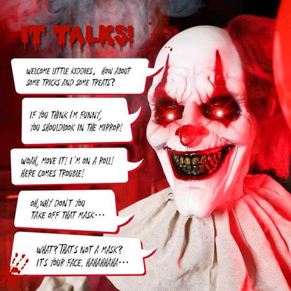 5.7ft Eye Red Light Vibration Clown Sound Voice Control, Standing Balloon Clown, Battery Model - Battery Not Included, Halloween Standing Decoration - www.Shopthatapp.com