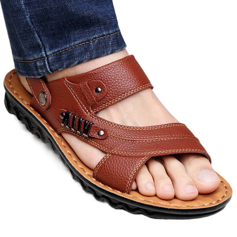 First Layer Cowhide Men's Sandals Summer Genuine Leather Sandals - www.Shopthatapp.com