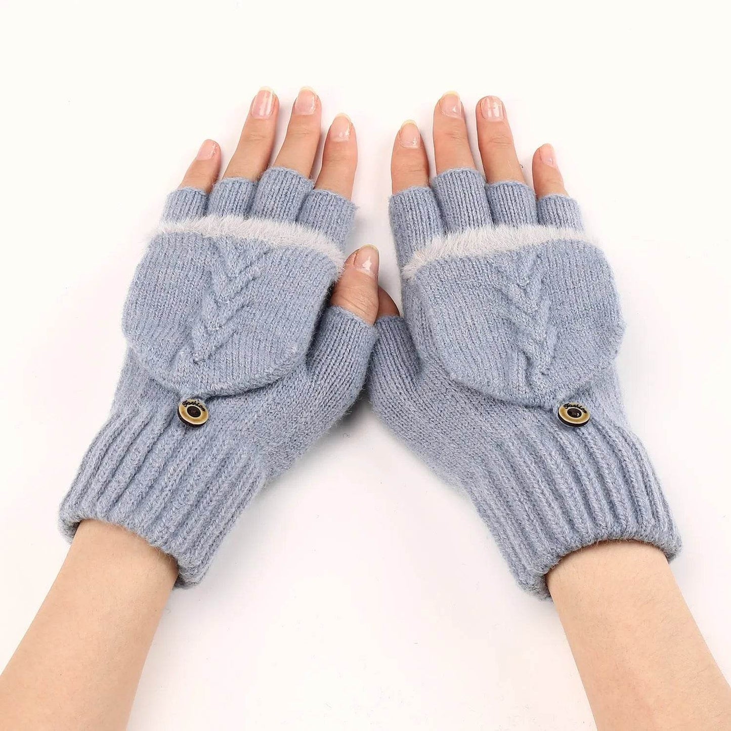 Wool Fingerless Gloves Women's Warm Fashionable Knitted Half Finger Oversleeves - www.Shopthatapp.com