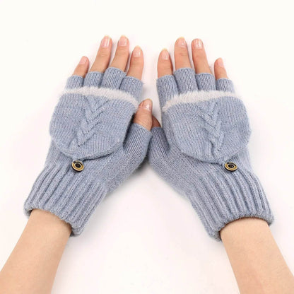 Wool Fingerless Gloves Women's Warm Fashionable Knitted Half Finger Oversleeves - www.Shopthatapp.com