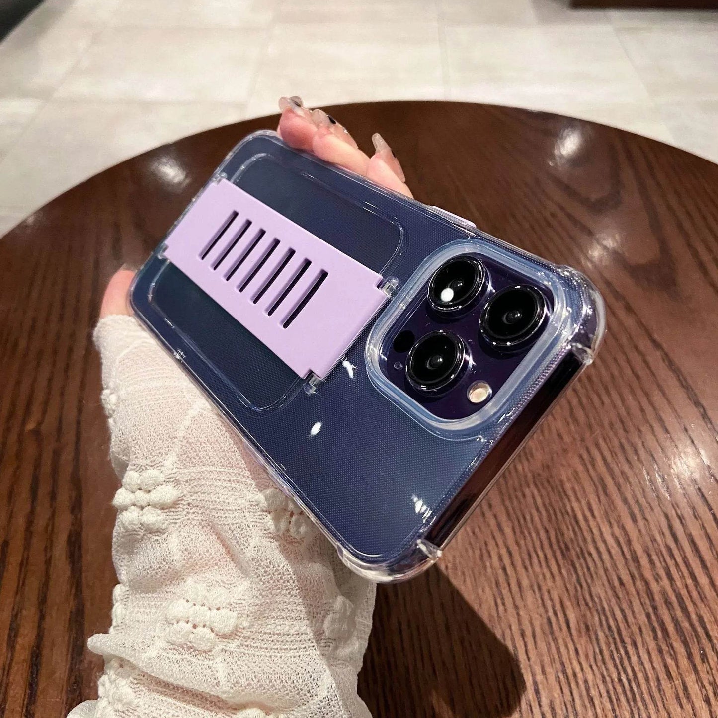 Transparent Case Wrist Strap Bracket Non-slip Phone Case - www.Shopthatapp.com