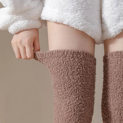 Winter Warm Plush Socks Women Dual-purpose Protection Heel And Knee Sock For Olds - www.Shopthatapp.com