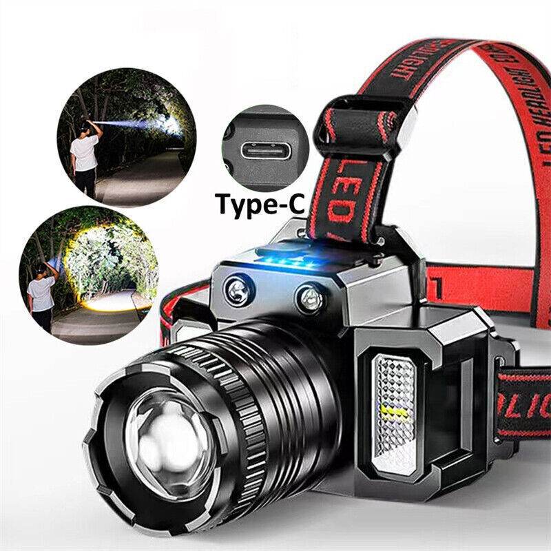 LED Tactical Headlamp Head Torch USB Rechargeable Motion Sensor Flashlight Head - www.Shopthatapp.com