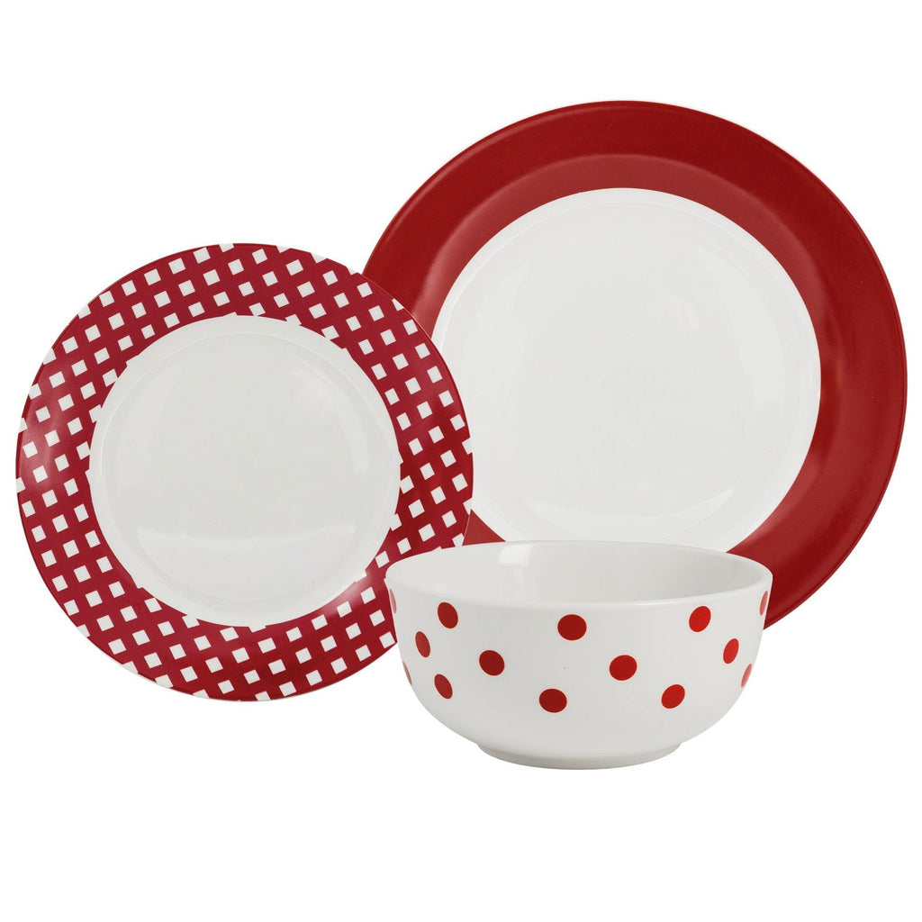 Dinnerware 12 Piece Rimmed Porcelain - Rouge - www.Shopthatapp.com