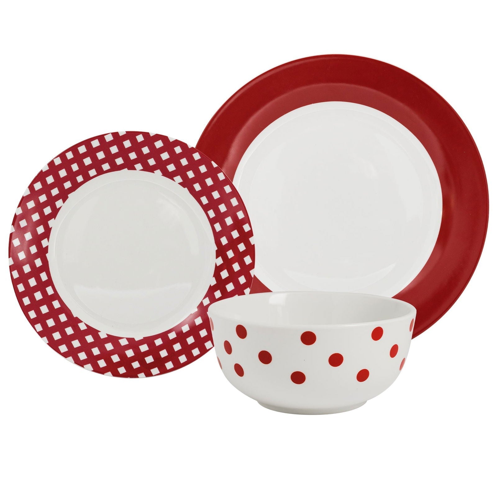 Dinnerware 12 Piece Rimmed Porcelain - Rouge - www.Shopthatapp.com