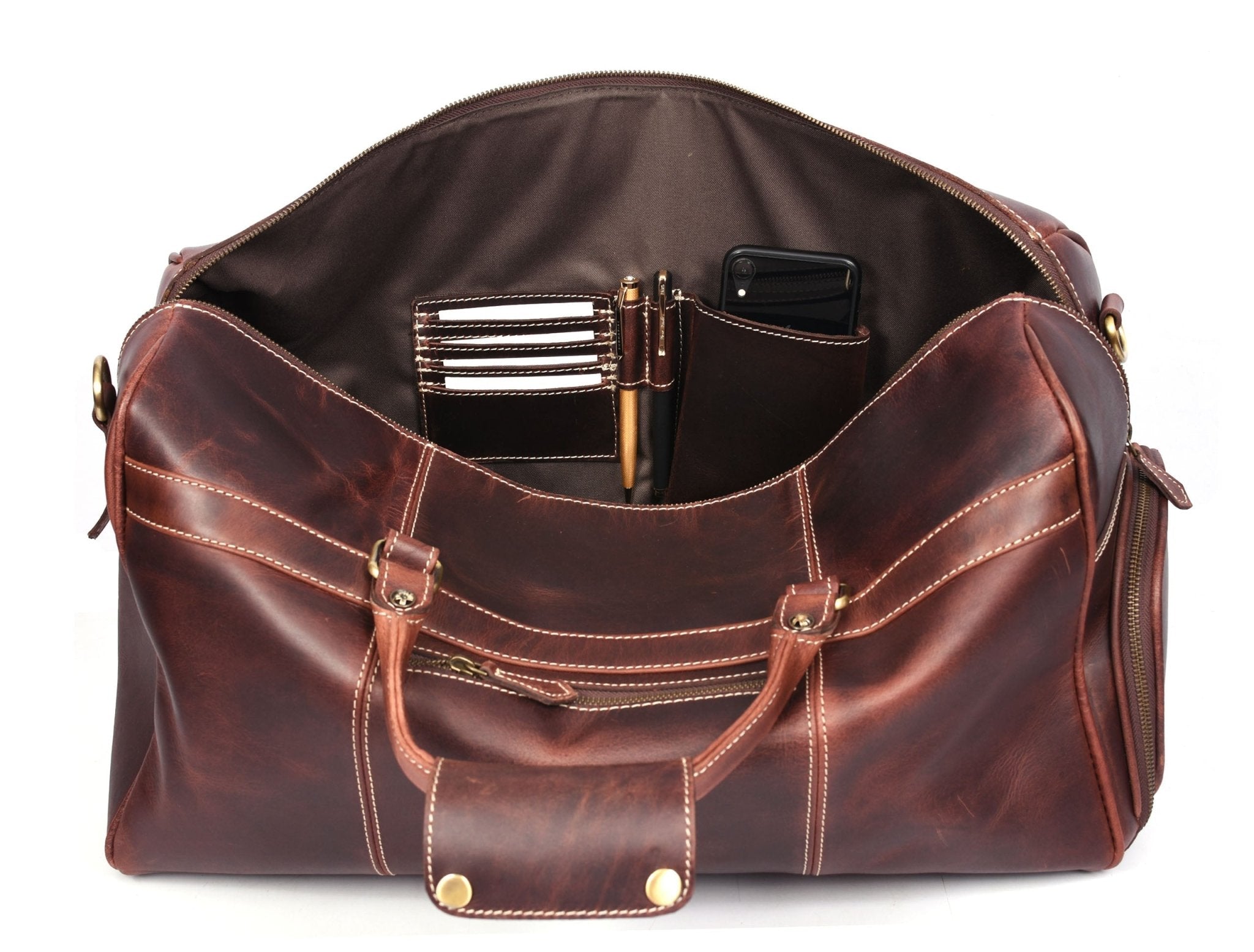 Dorval Leather Travel Bag - Walnut Brown - www.Shopthatapp.com