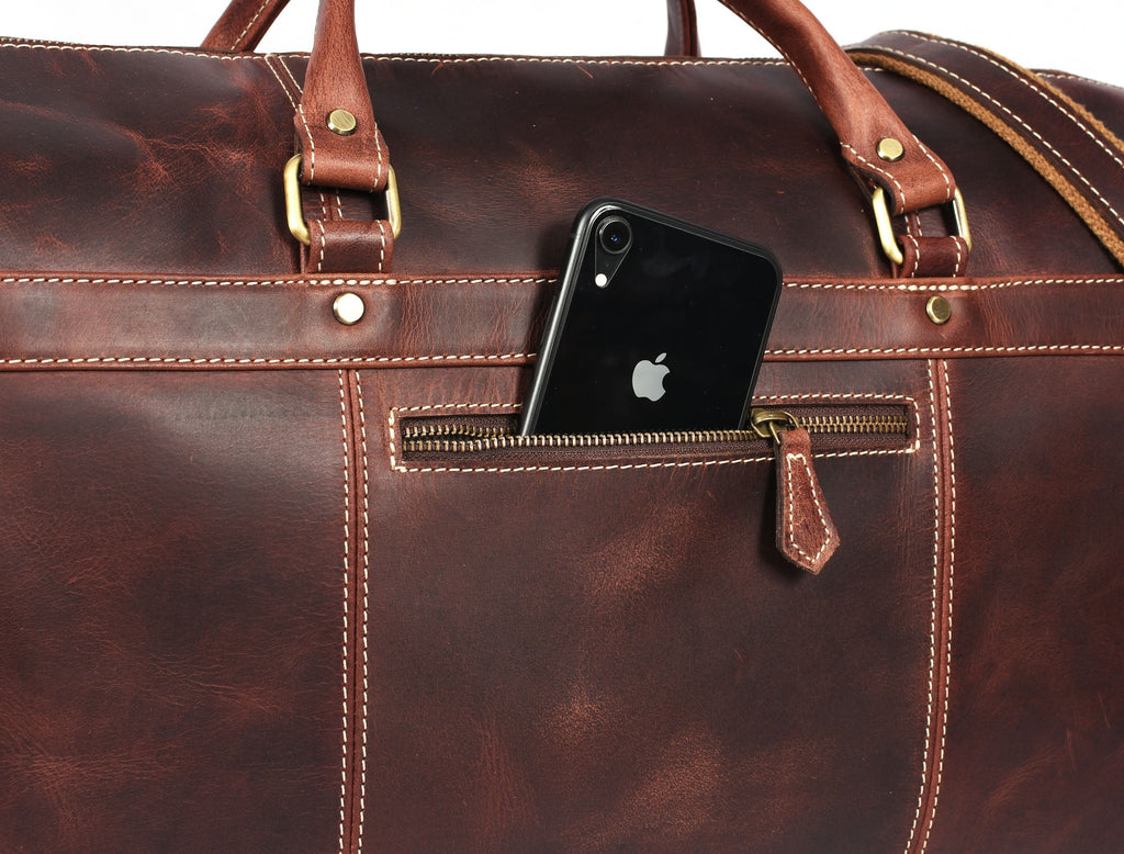 Dorval Leather Travel Bag - Walnut Brown - www.Shopthatapp.com