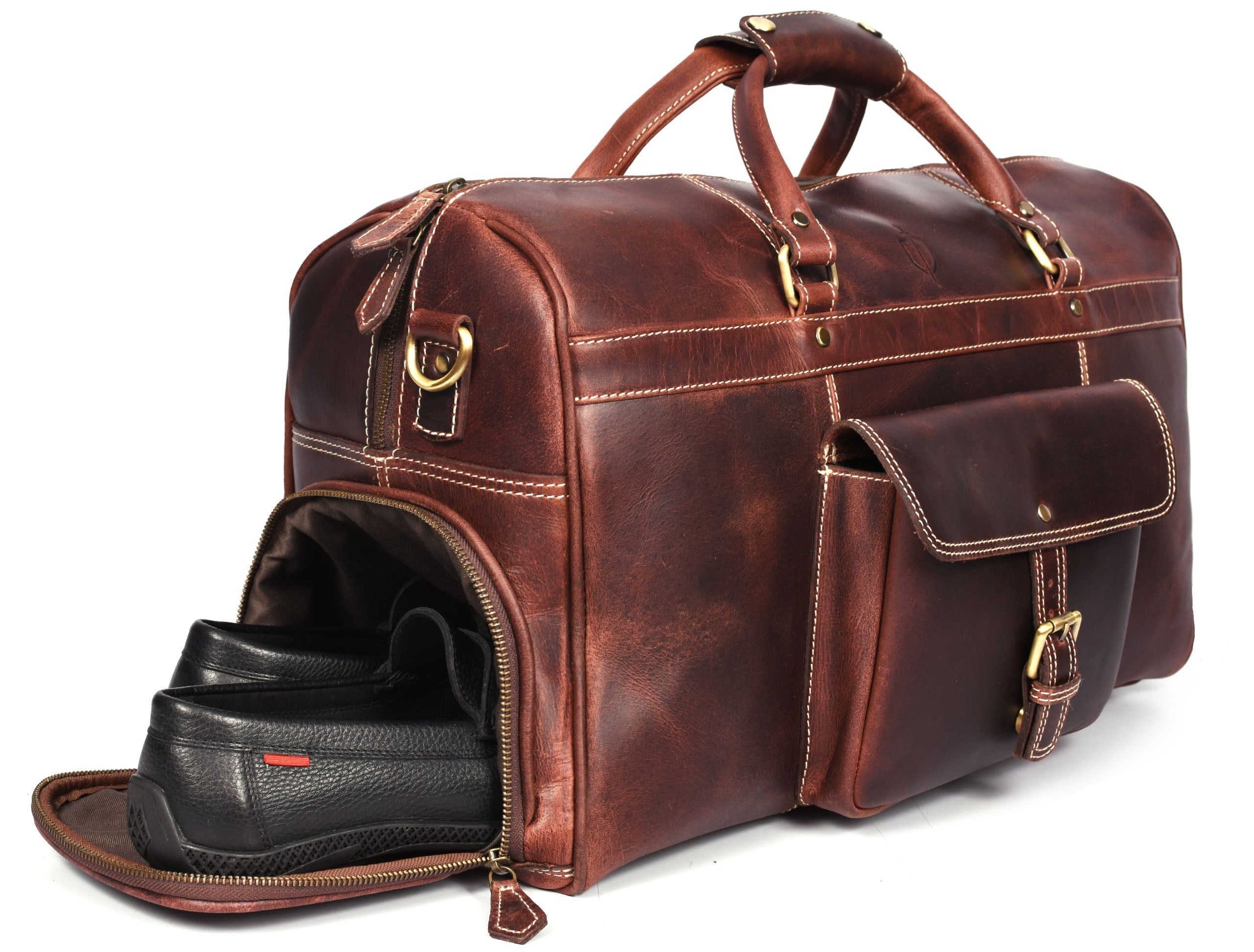 Dorval Leather Travel Bag - Walnut Brown - www.Shopthatapp.com