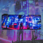 Cyberpunk Night City Dystopian LED Mouse Mat Mouse Pad 7 led lights smooth surface