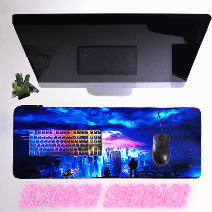 Cyberpunk Night City Dystopian DS4 LED Mauspad Mauspad 7 LED-Leuchten glatte Oberfläche