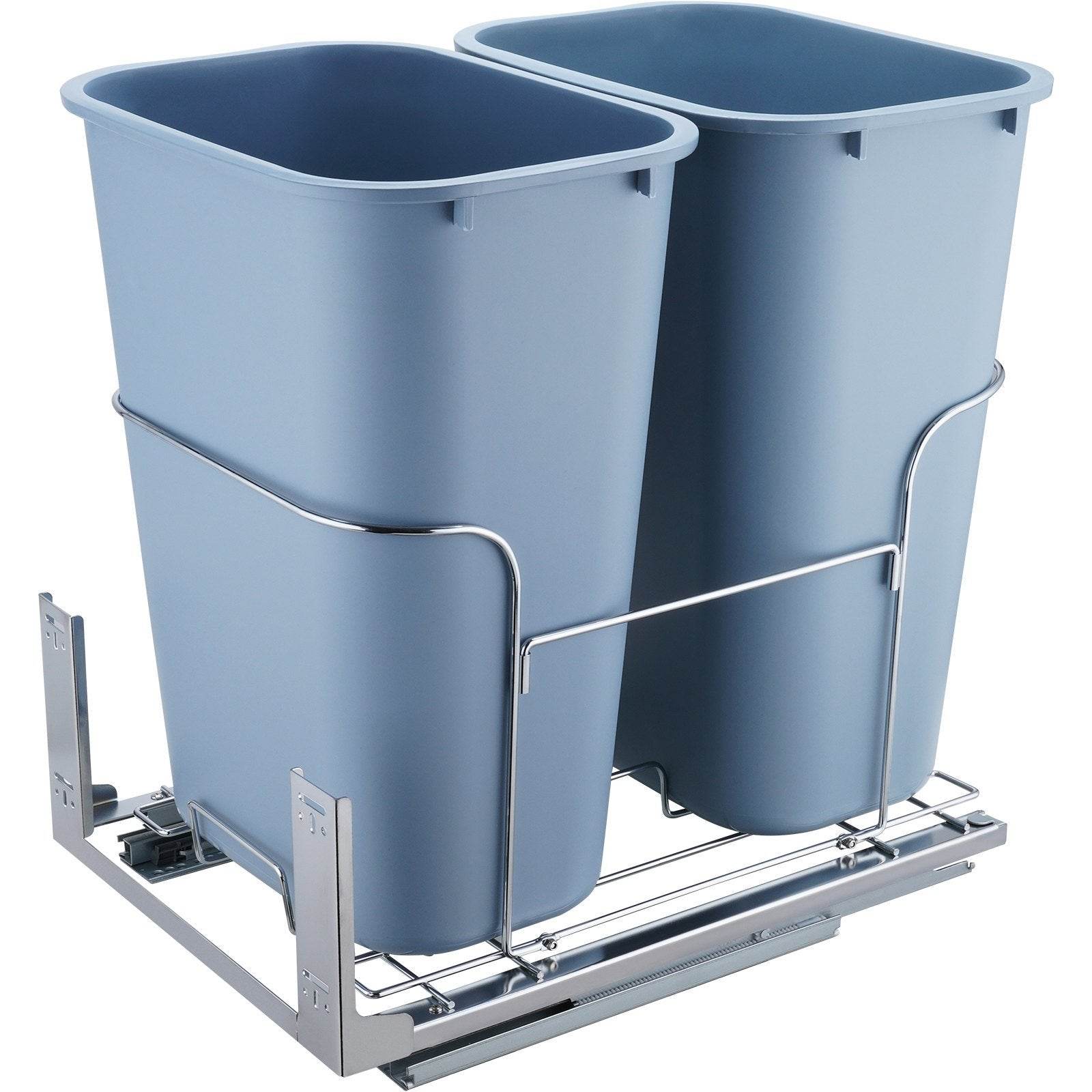 Pull-Out Trash Can, 35Lx2 Double Bins, Under Mount Kitchen Waste Container With Slide And Door Mounting Kit, 110 Lbs Load Capacity Heavy Duty Garbage Recycling Bin For Kitchen Cabinet, Sink - www.Shopthatapp.com