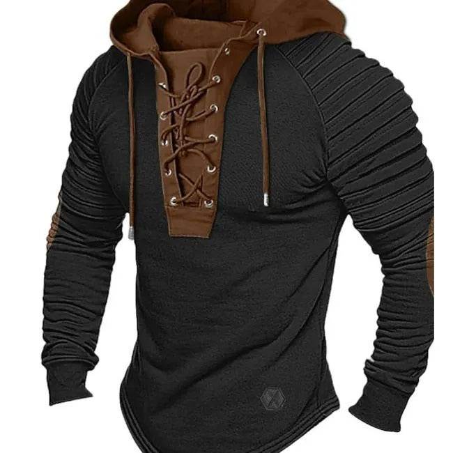 Spring And fall Pure Color Tied Hoodie Street fashion Bronzing Lacing Sweatshirt - www.Shopthatapp.com