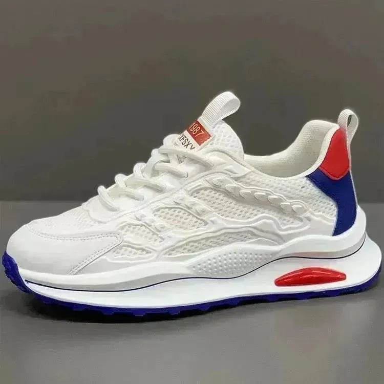 White Laceup Sneakers Fashion Breathable Mesh Flat Shoes Lightweight Versatile Casual Running Walking Shoes - www.Shopthatapp.com