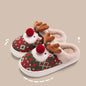 Cute Christmas Elk Plush Slippers Winter Ins Fashion Non-slip Floor Bedroom Home Slippers For Women Fuzzy House Shoes - www.Shopthatapp.com