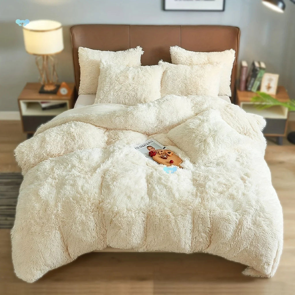 4PCs Plush Duvet Cover Set Luxury Ultra Soft Velvet Duvet - www.Shopthatapp.com