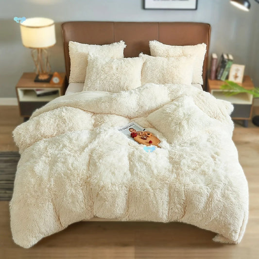 4PCs Plush Duvet Cover Set Luxury Ultra Soft Velvet Duvet - www.Shopthatapp.com