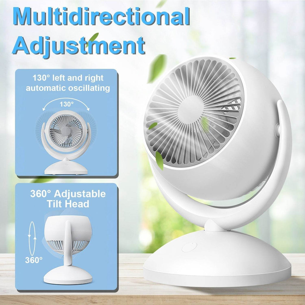 Portable Desk Fan Rechargeable Oscillating Tilting Fan With 4 Speeds 360 Degree - www.Shopthatapp.com