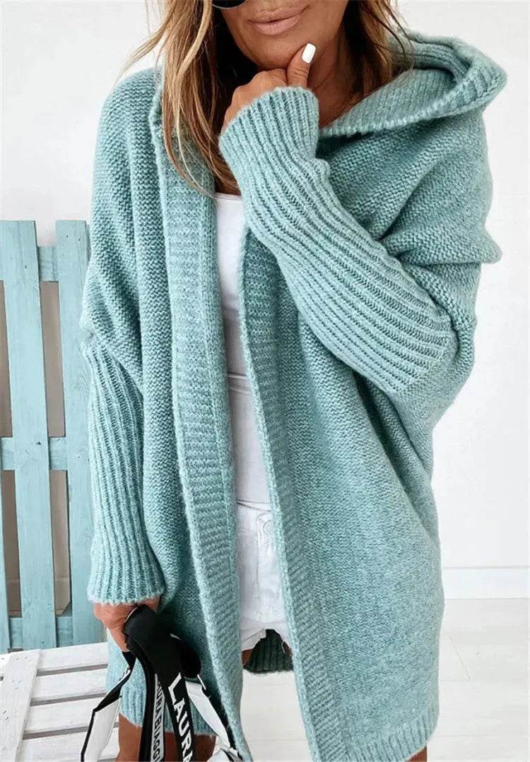 Oversized Head cover Knitted Long Kimono Cashmere Cardigan for Women - www.Shopthatapp.com